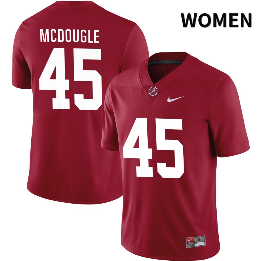Alabama Crimson Tide Women's Caleb McDougle #45 NIL Crimson 2022 NCAA Authentic Stitched College Football Jersey UF16A81UO